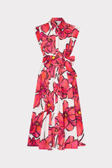 Jules Windflower Pastel Poplin Midi Dress Coral Multi | Milly Women