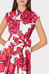 Jules Windflower Pastel Poplin Midi Dress Coral Multi | Milly Women