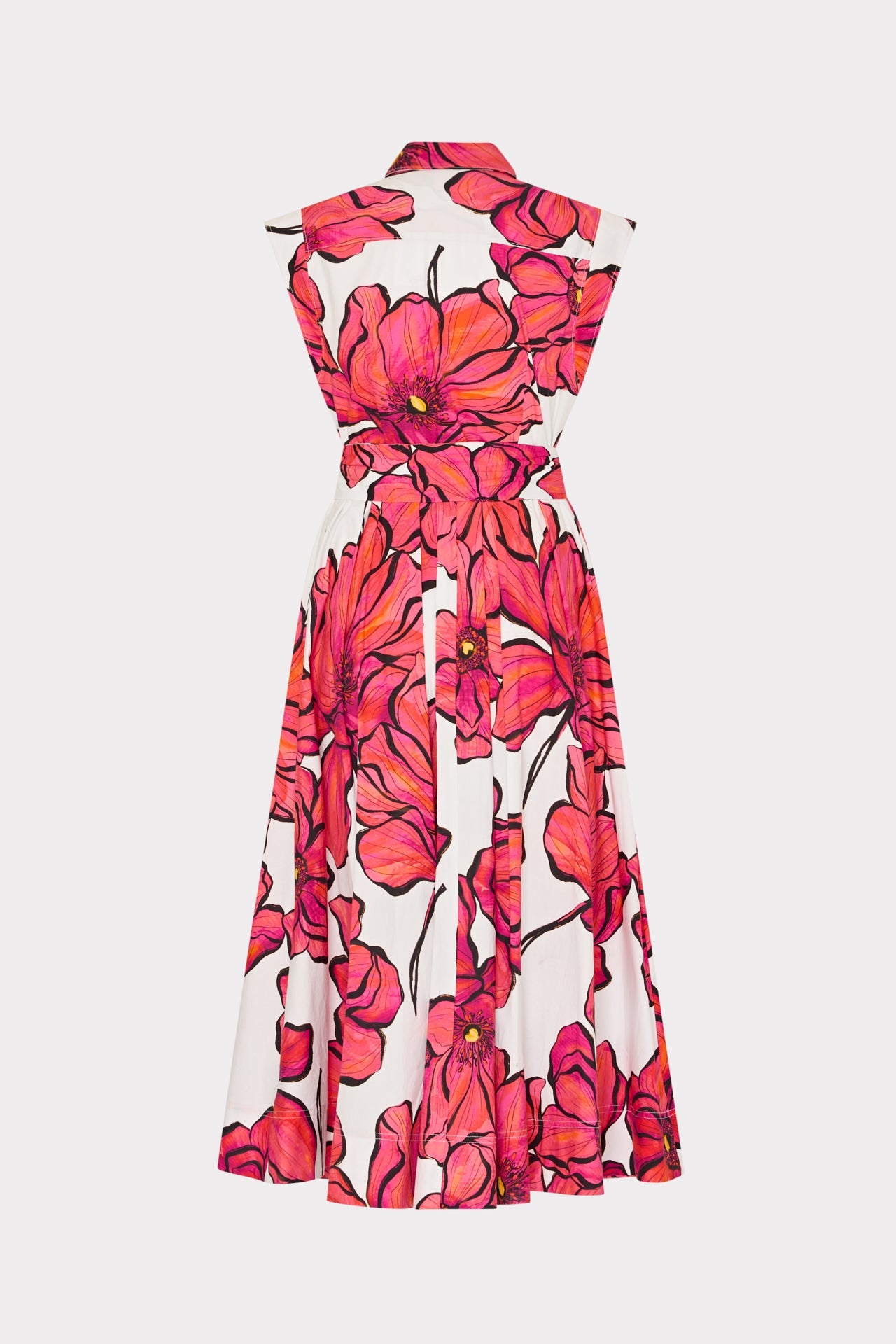 Jules Windflower Pastel Poplin Midi Dress Coral Multi | Milly Women