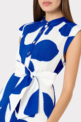 Joan Grand Foliage Pleated Dress Blue/White | Milly Women