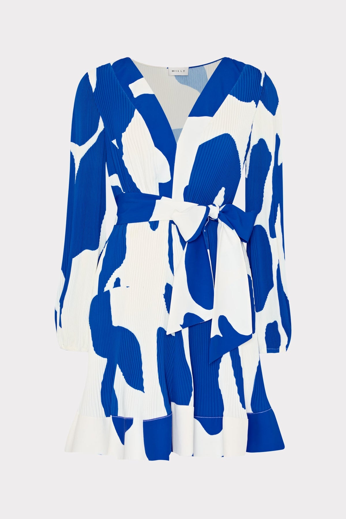 Liv Grand Foliage Pleated Dress Blue/White | Milly Women