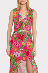 Nanci Tulip Rosette Ruffle Dress Pink Multi | Milly Women