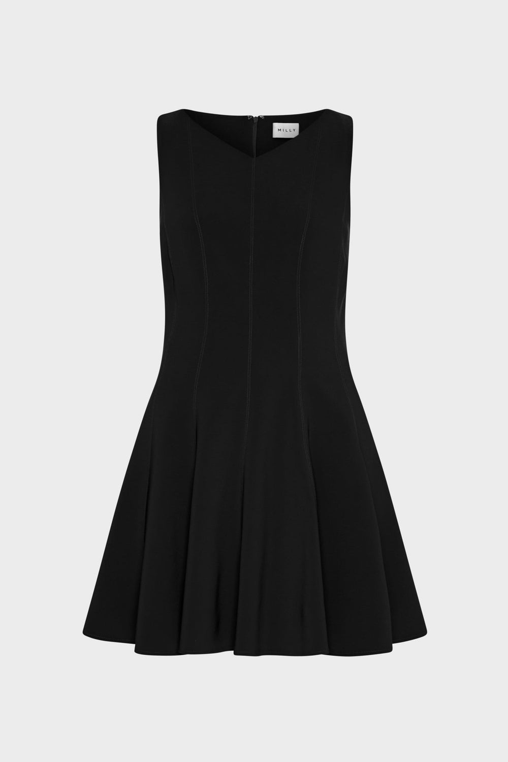 Sleeveless Stretch Cady Fit And Flare Dress Black | Milly Women