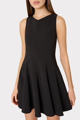 Sleeveless Stretch Cady Fit And Flare Dress Black | Milly Women