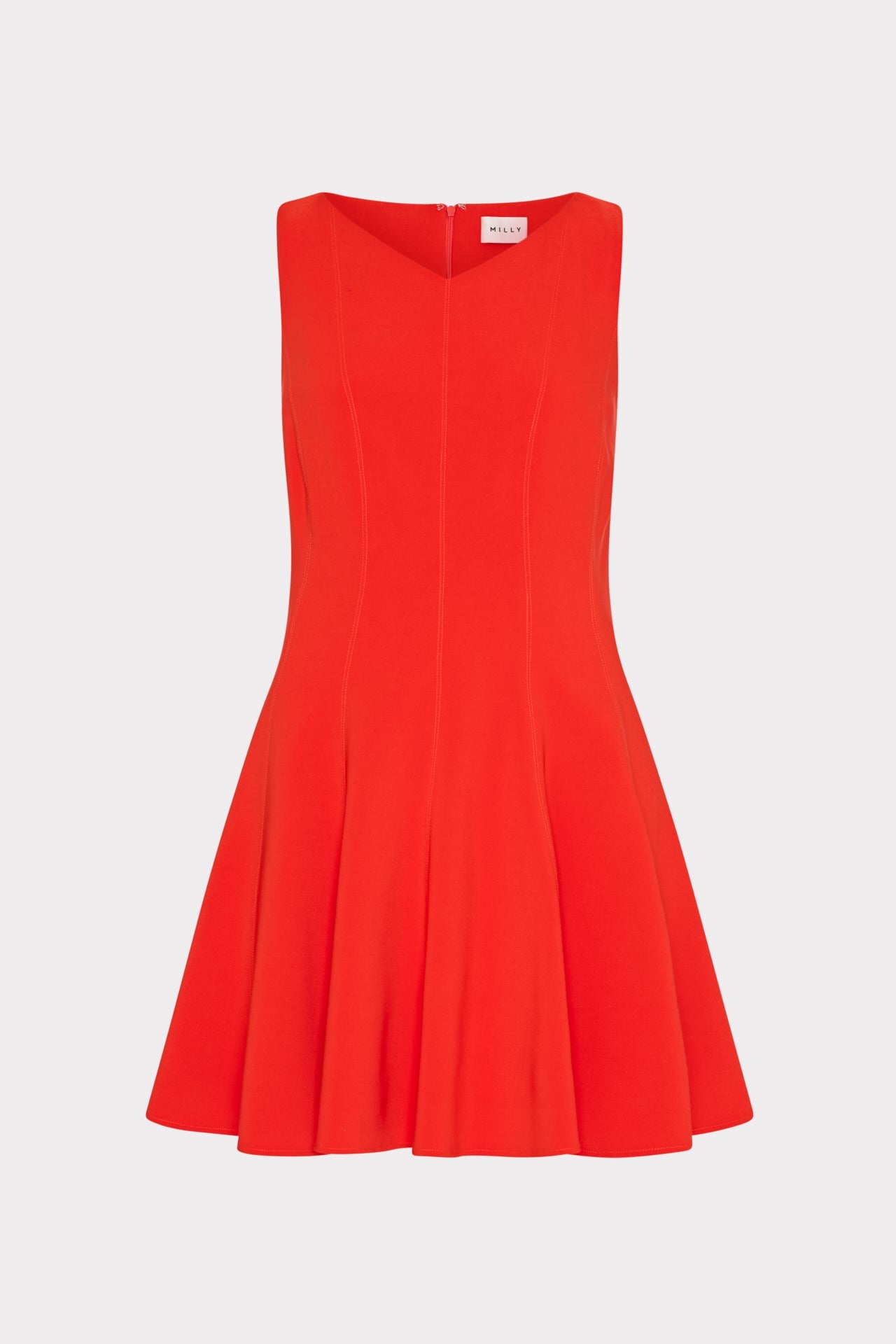 Sleeveless Stretch Cady Fit And Flare Dress Red | Milly Women