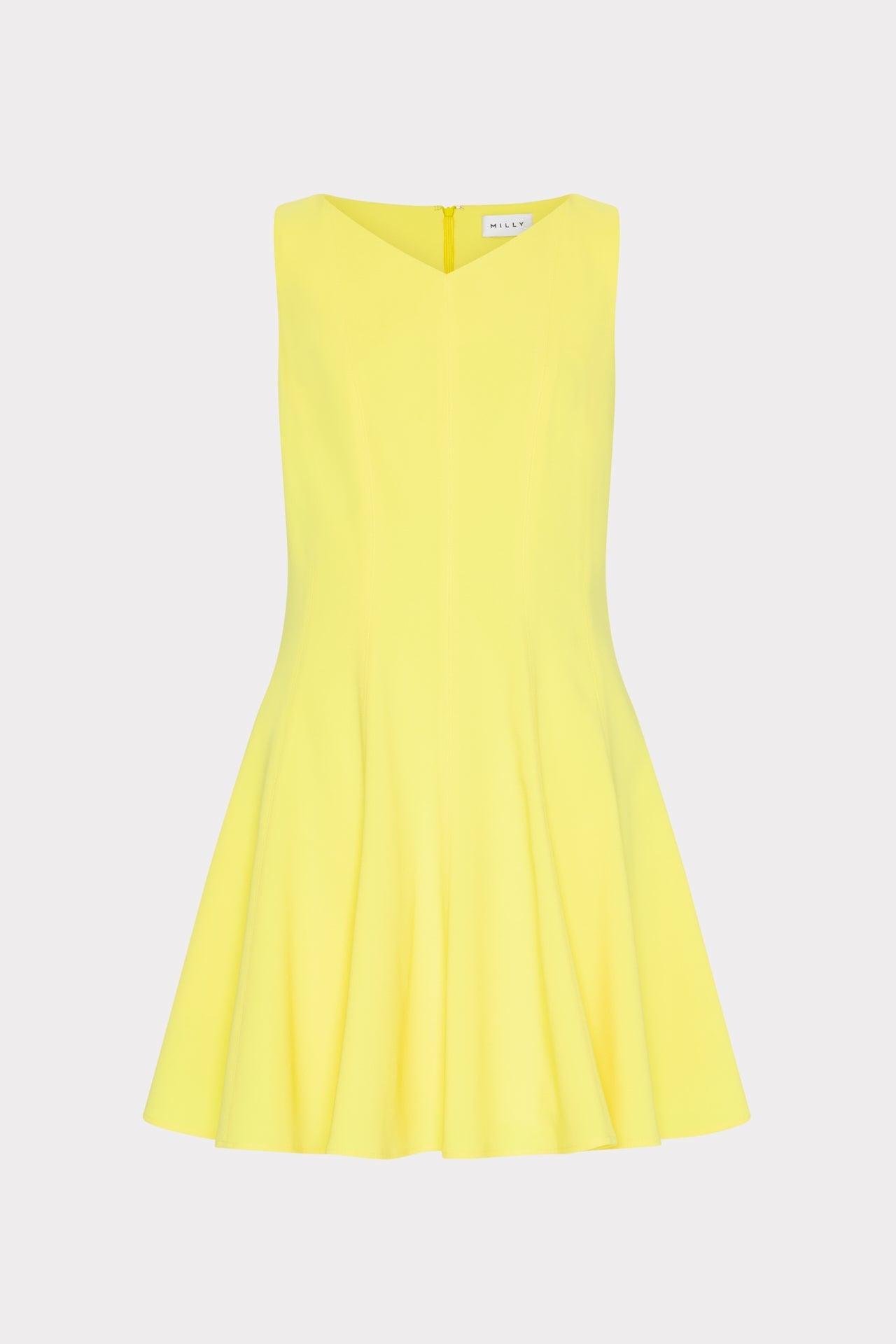 Sleeveless Stretch Cady Fit And Flare Dress Yellow | Milly Women