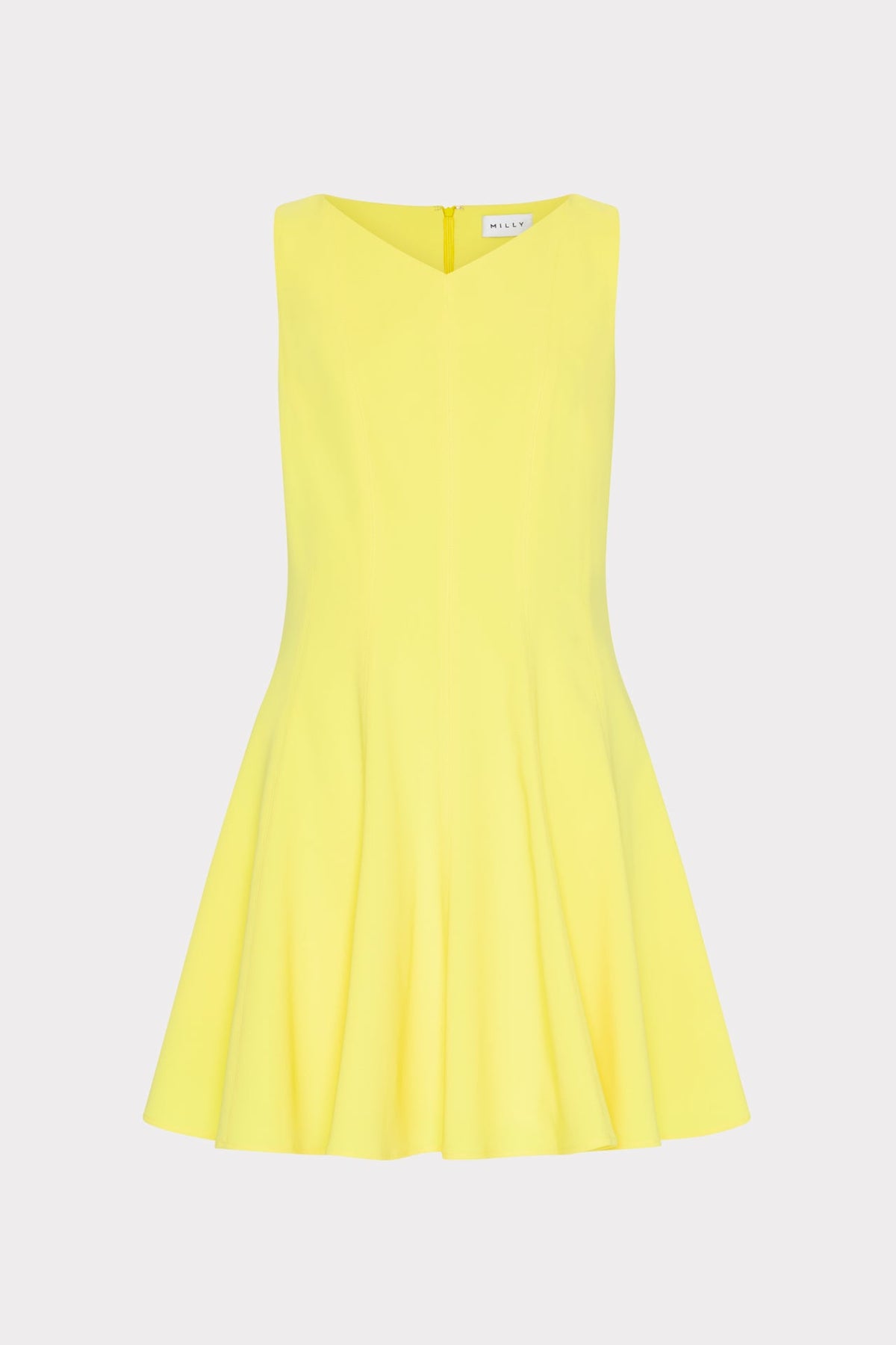 Sleeveless Stretch Cady Fit And Flare Dress Yellow | Milly Women