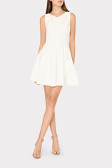 Sleeveless Stretch Cady Fit And Flare Dress Ecru | Milly Women