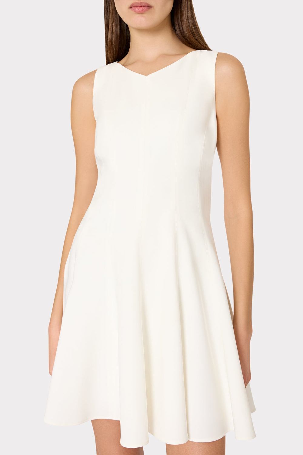 Sleeveless Stretch Cady Fit And Flare Dress Ecru | Milly Women