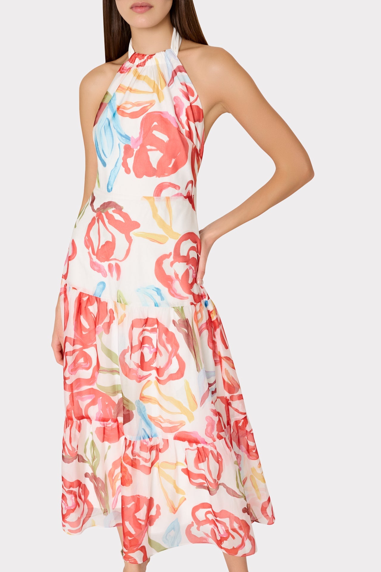 Hayden Floraison Rouge Organza Dress Red Multi | Milly Women