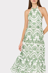 Hayden Scallop Eyelet Dress White/Green | Milly Women