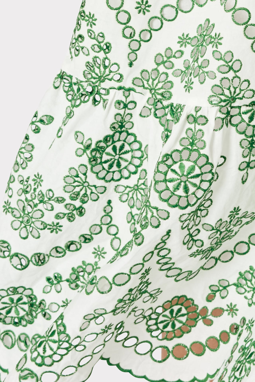 Hayden Scallop Eyelet Dress White/Green | Milly Women