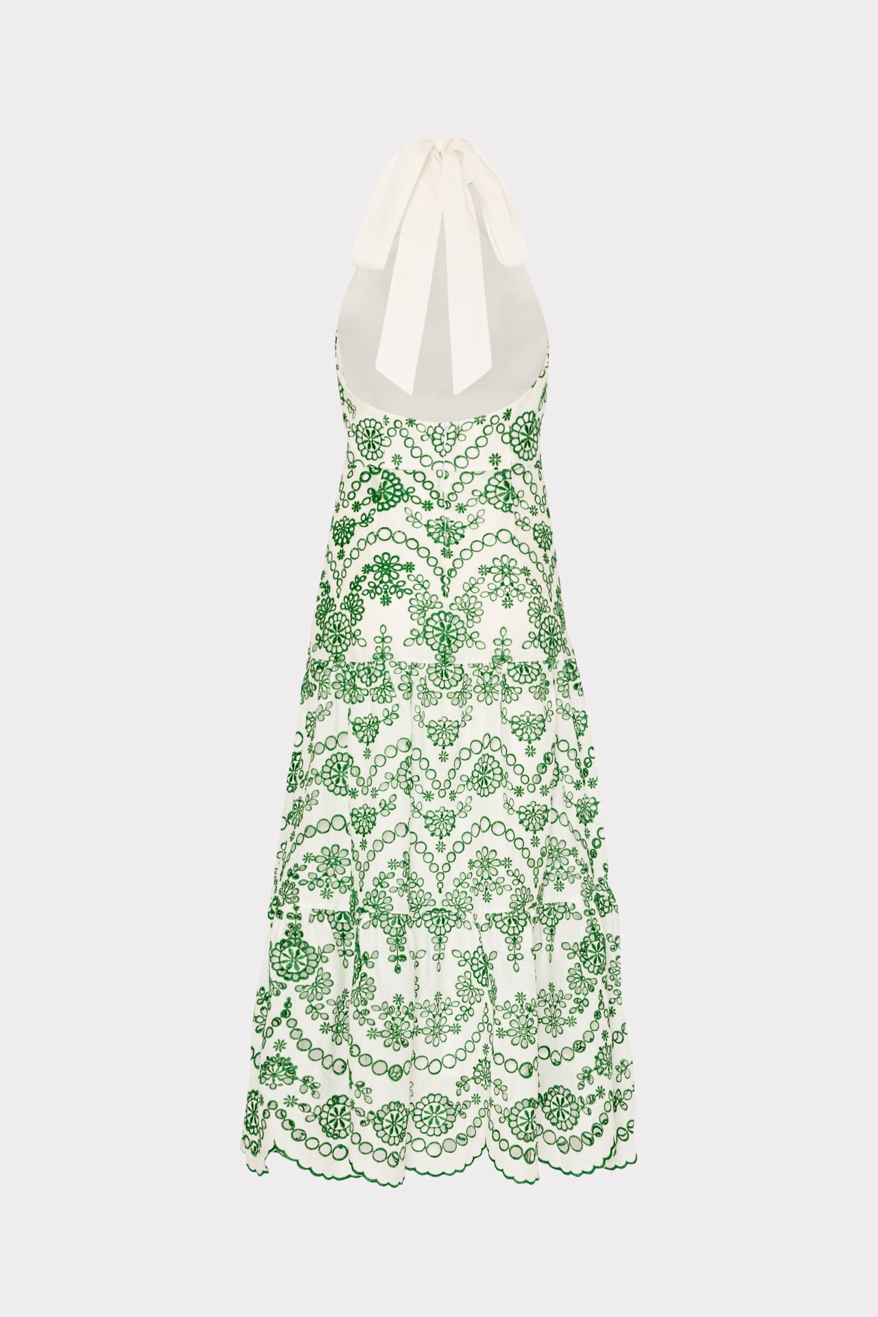 Hayden Scallop Eyelet Dress White/Green | Milly Women