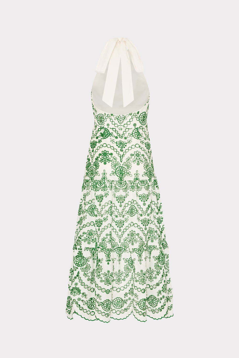 Hayden Scallop Eyelet Dress White/Green | Milly Women
