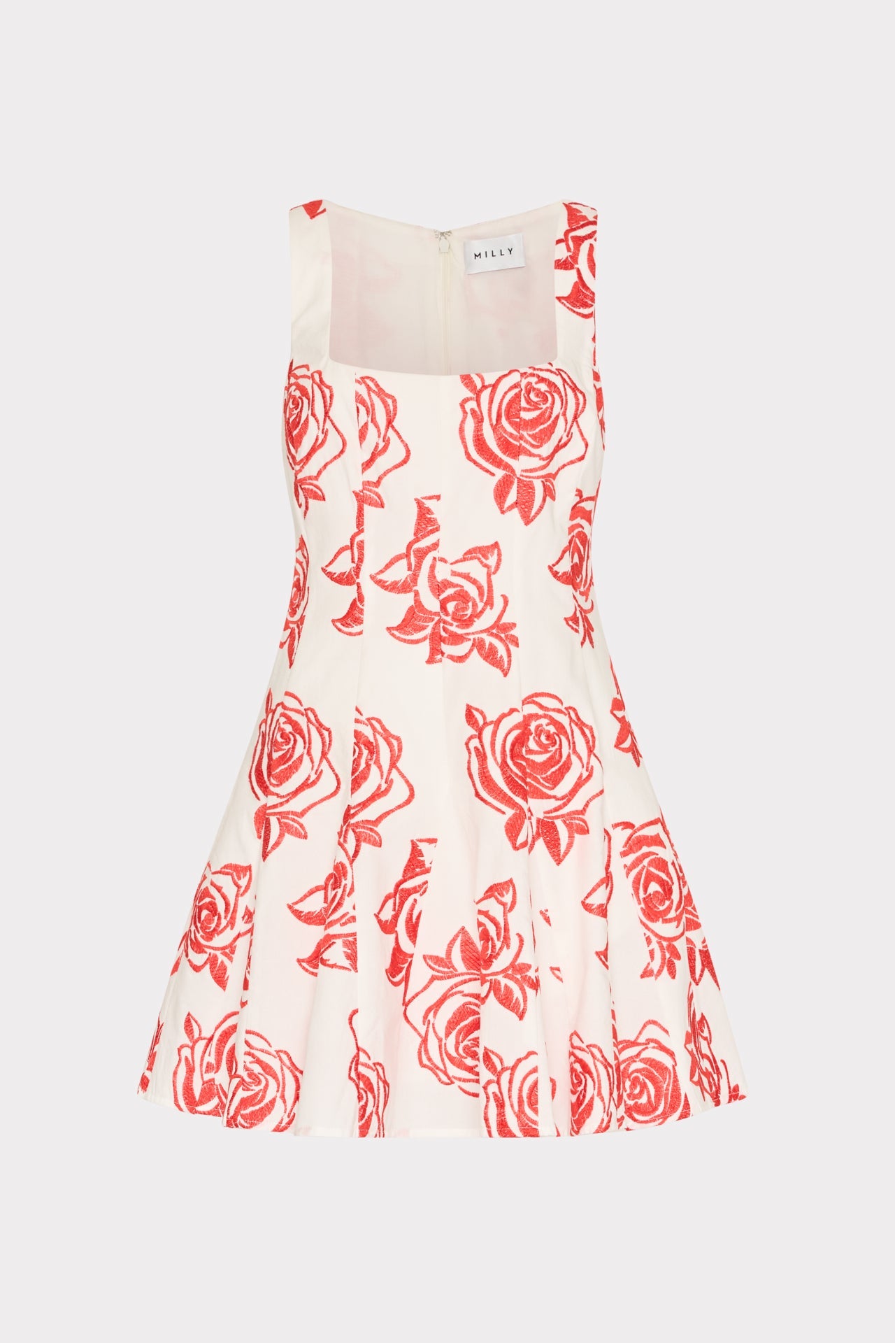 Ariel Rose Embroidery Mini Dress Red/White | Milly Women