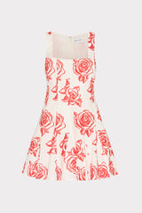 Ariel Rose Embroidery Mini Dress Red/White | Milly Women