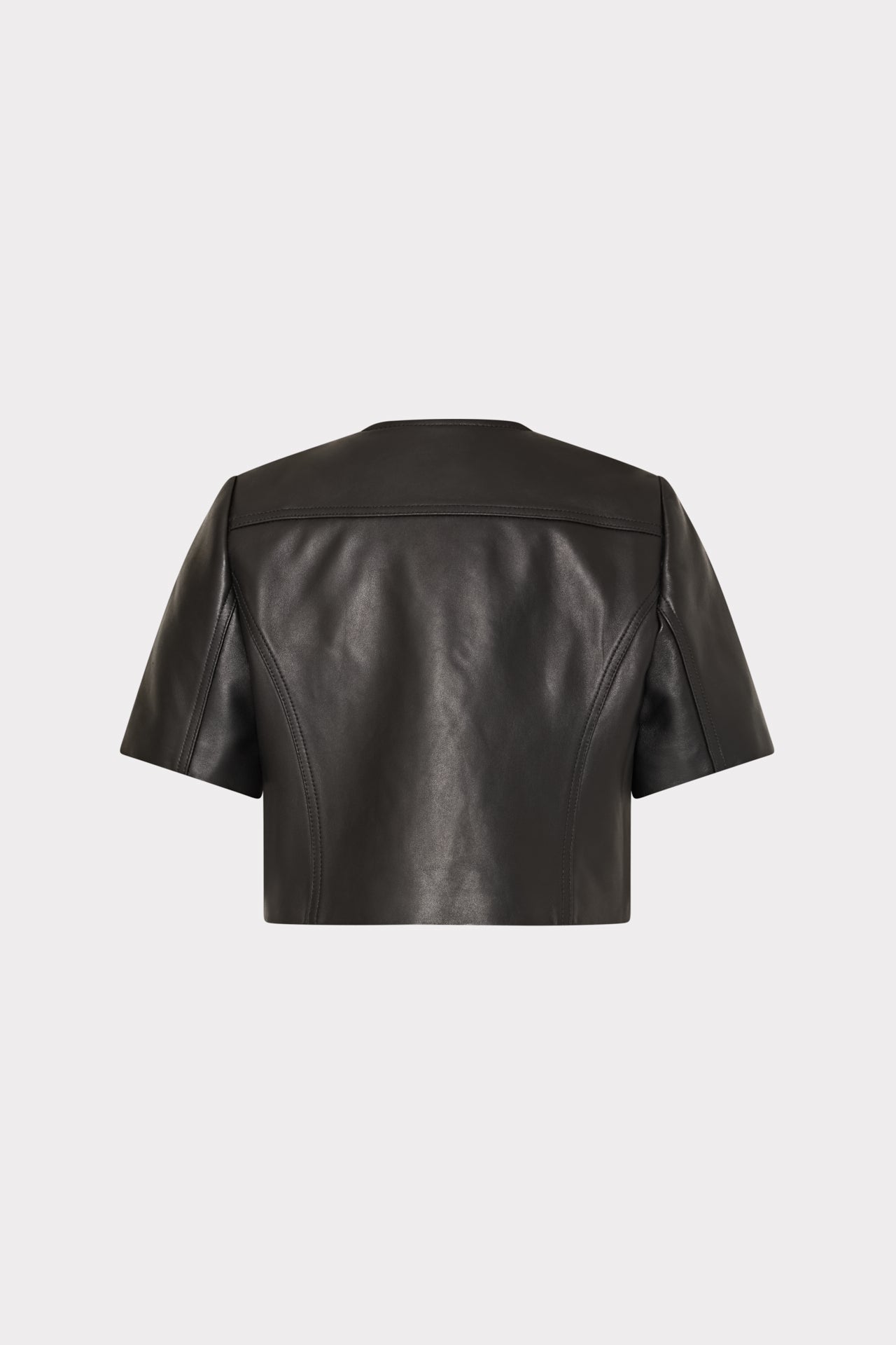 Cropped Short Sleeve Moto Jacket Black | Milly Women