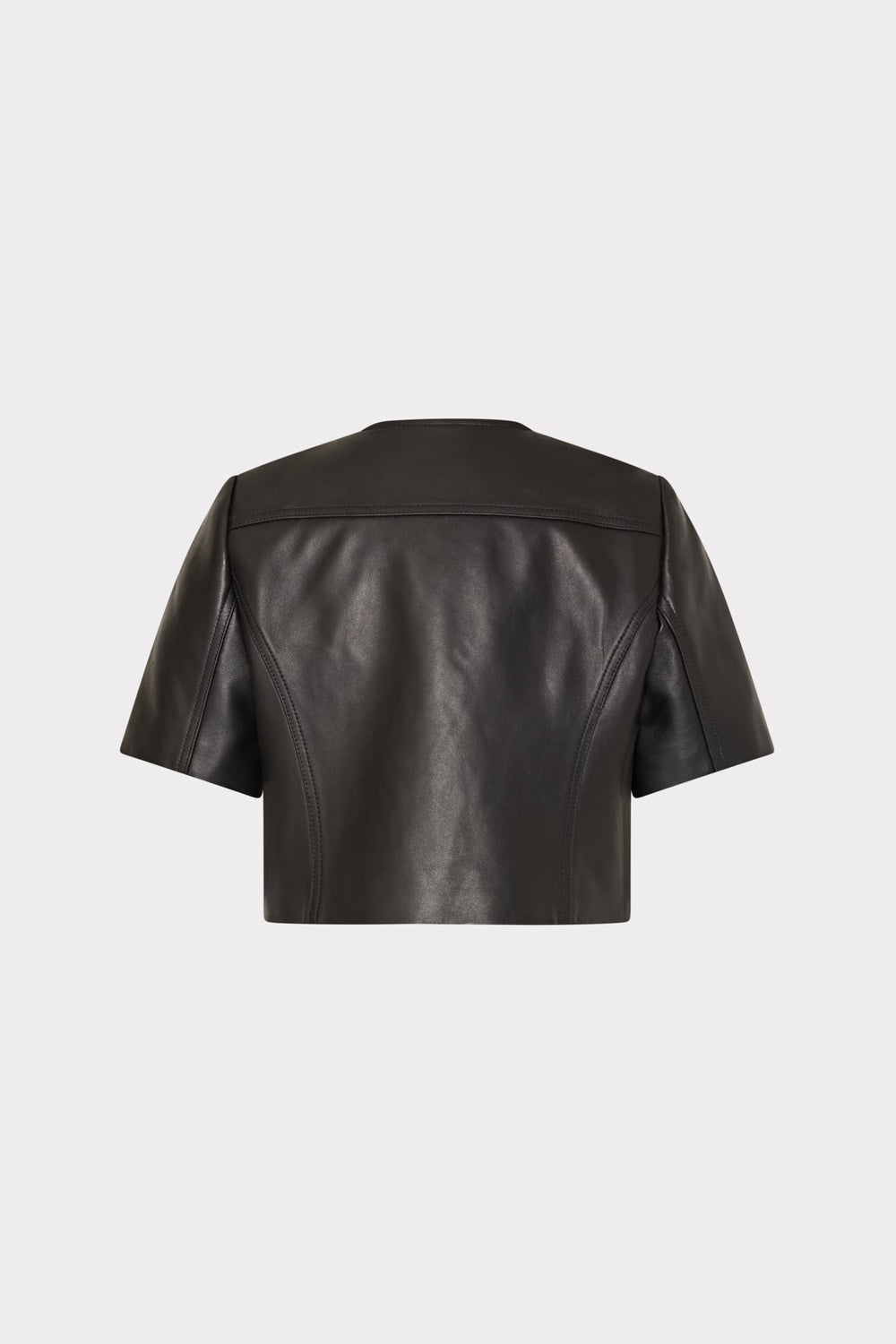 Cropped Short Sleeve Moto Jacket Black | Milly Women