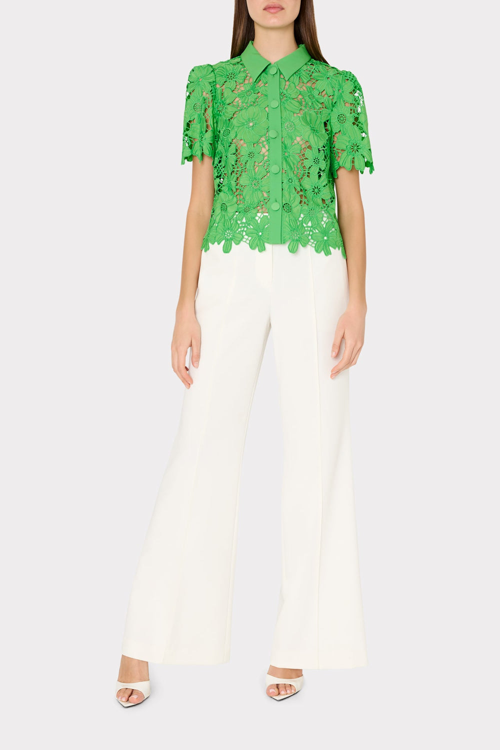 Addison Roja Lace Top Green | Milly Women