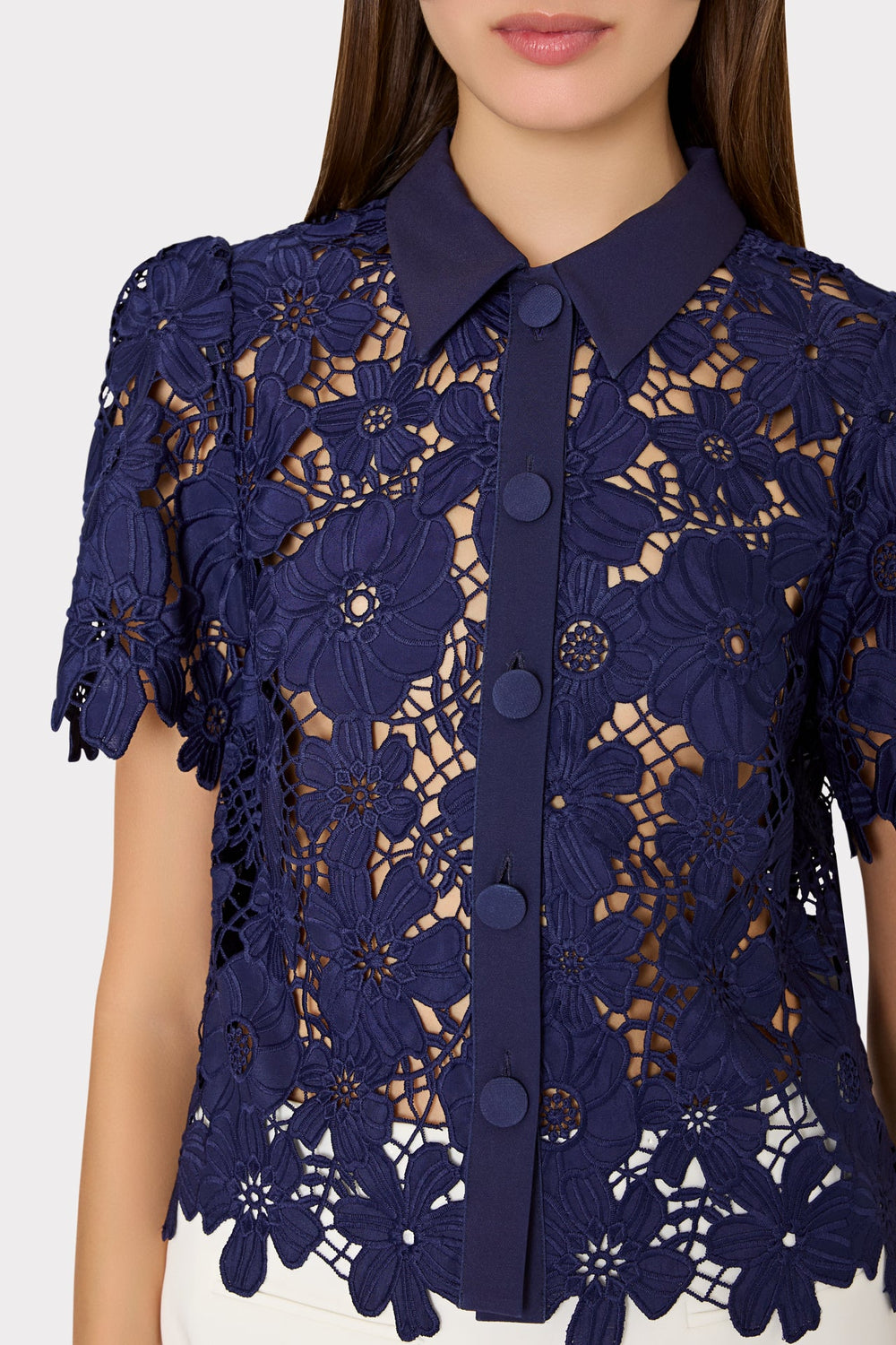 Addison Roja Lace Top Navy | Milly Women