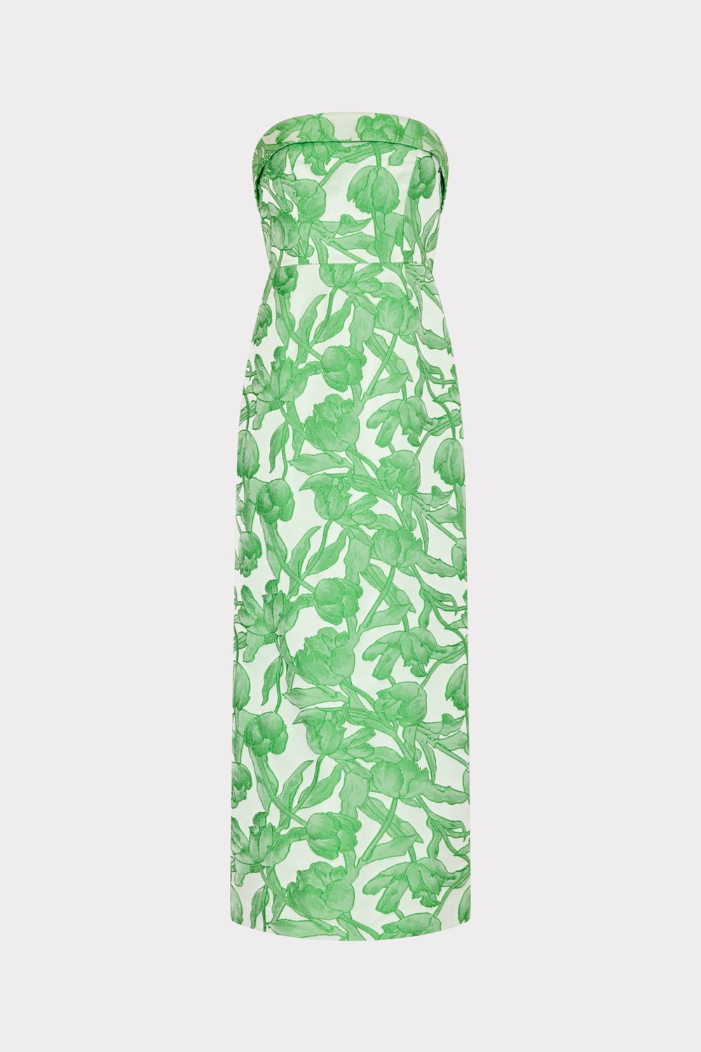 Tulip Jacquard Strapless Dress Green Multi | Milly Women