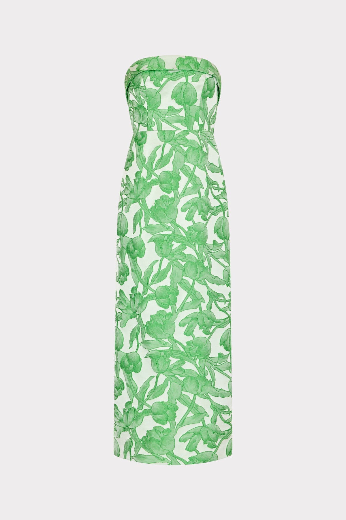 Tulip Jacquard Strapless Dress Green Multi | Milly Women