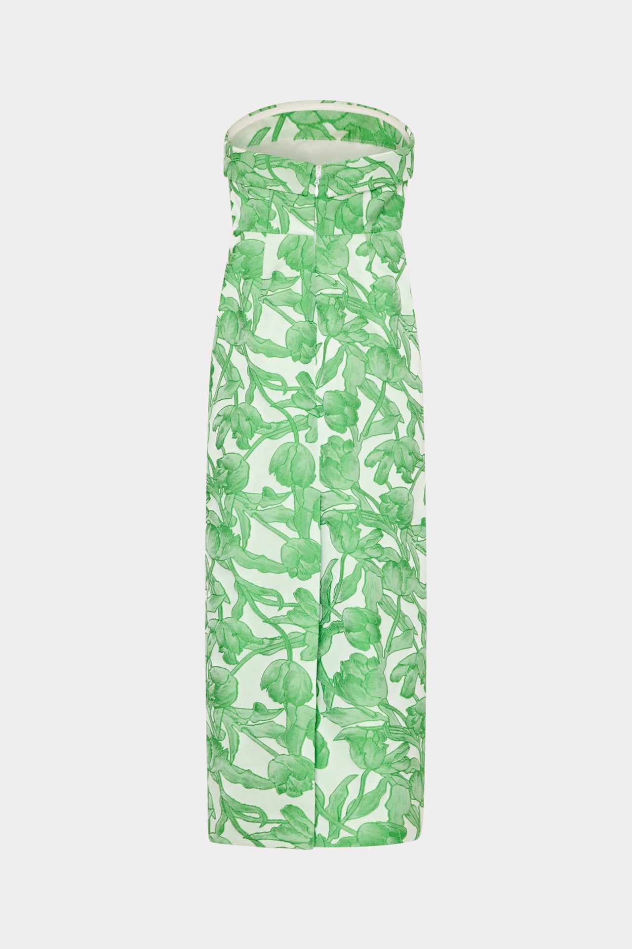 Tulip Jacquard Strapless Dress Green Multi | Milly Women