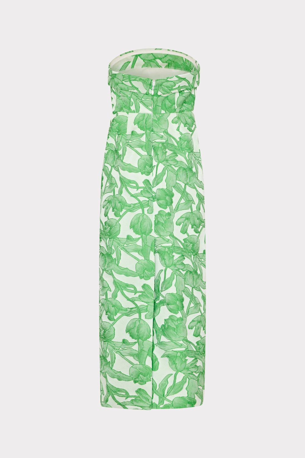Tulip Jacquard Strapless Dress Green Multi | Milly Women
