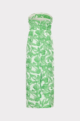 Tulip Jacquard Strapless Dress Green Multi | Milly Women