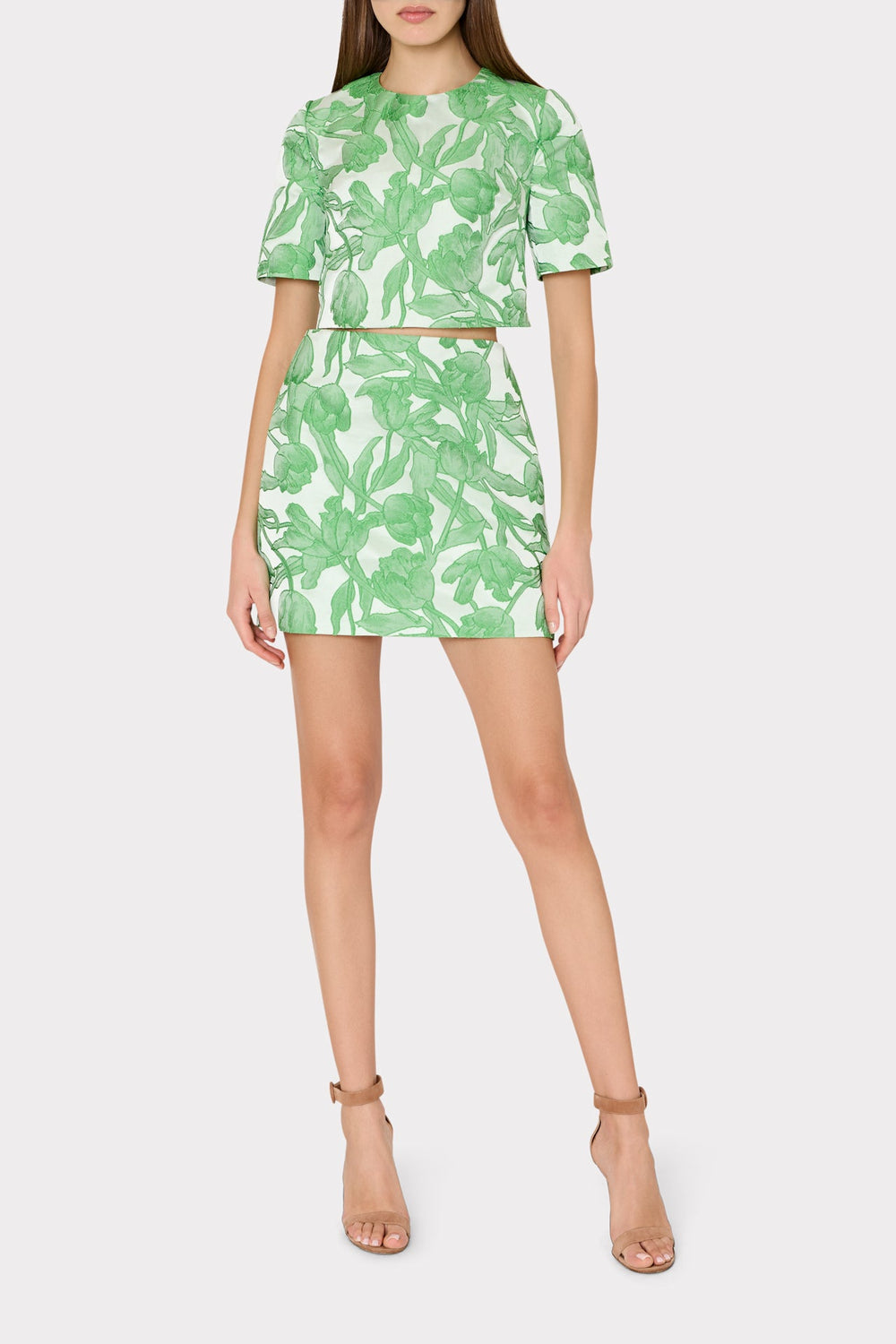 Tulip Jacquard Top Green Multi | Milly Women