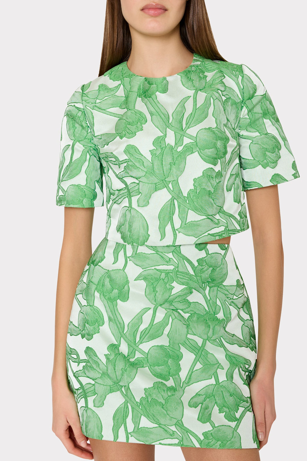 Tulip Jacquard Top Green Multi | Milly Women
