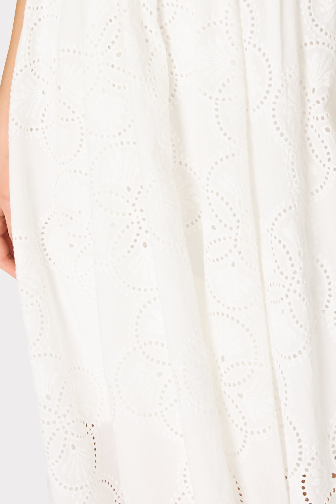 Geo Eyelet Knit Combo Midi Dress Ecru | Milly Women