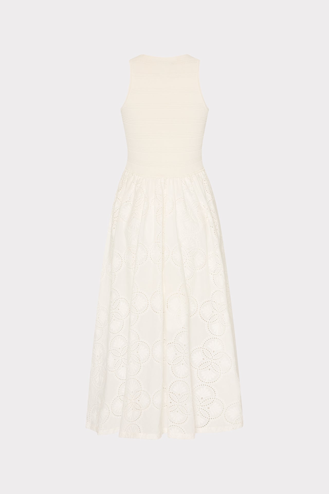 Geo Eyelet Knit Combo Midi Dress Ecru | Milly Women