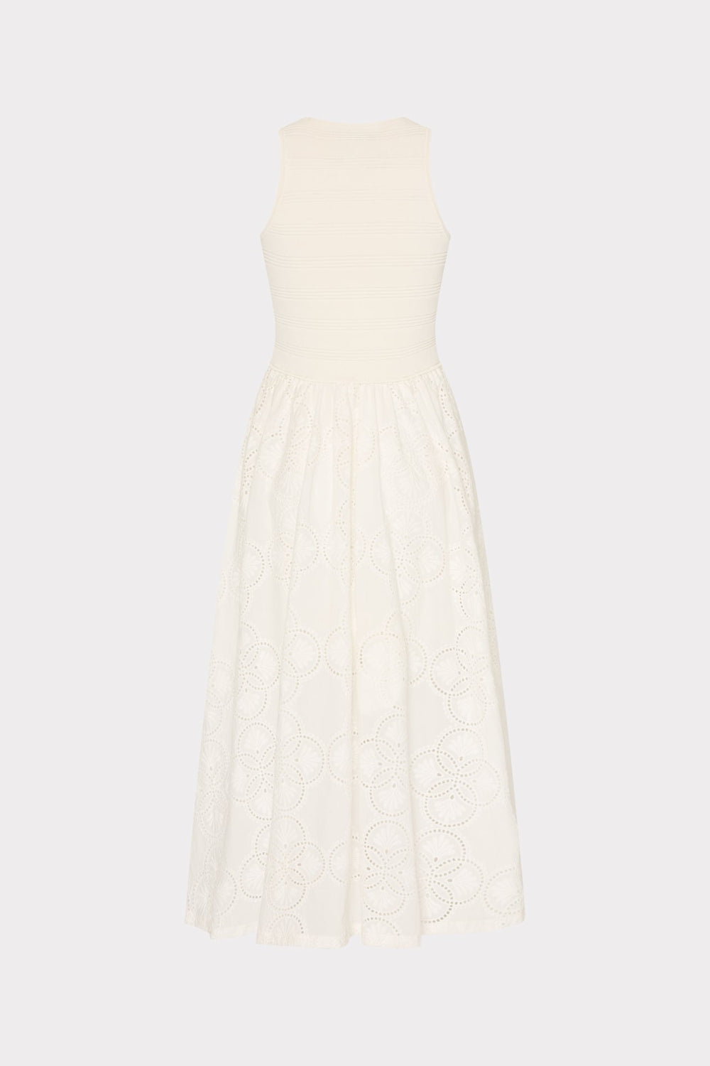 Geo Eyelet Knit Combo Midi Dress Ecru | Milly Women
