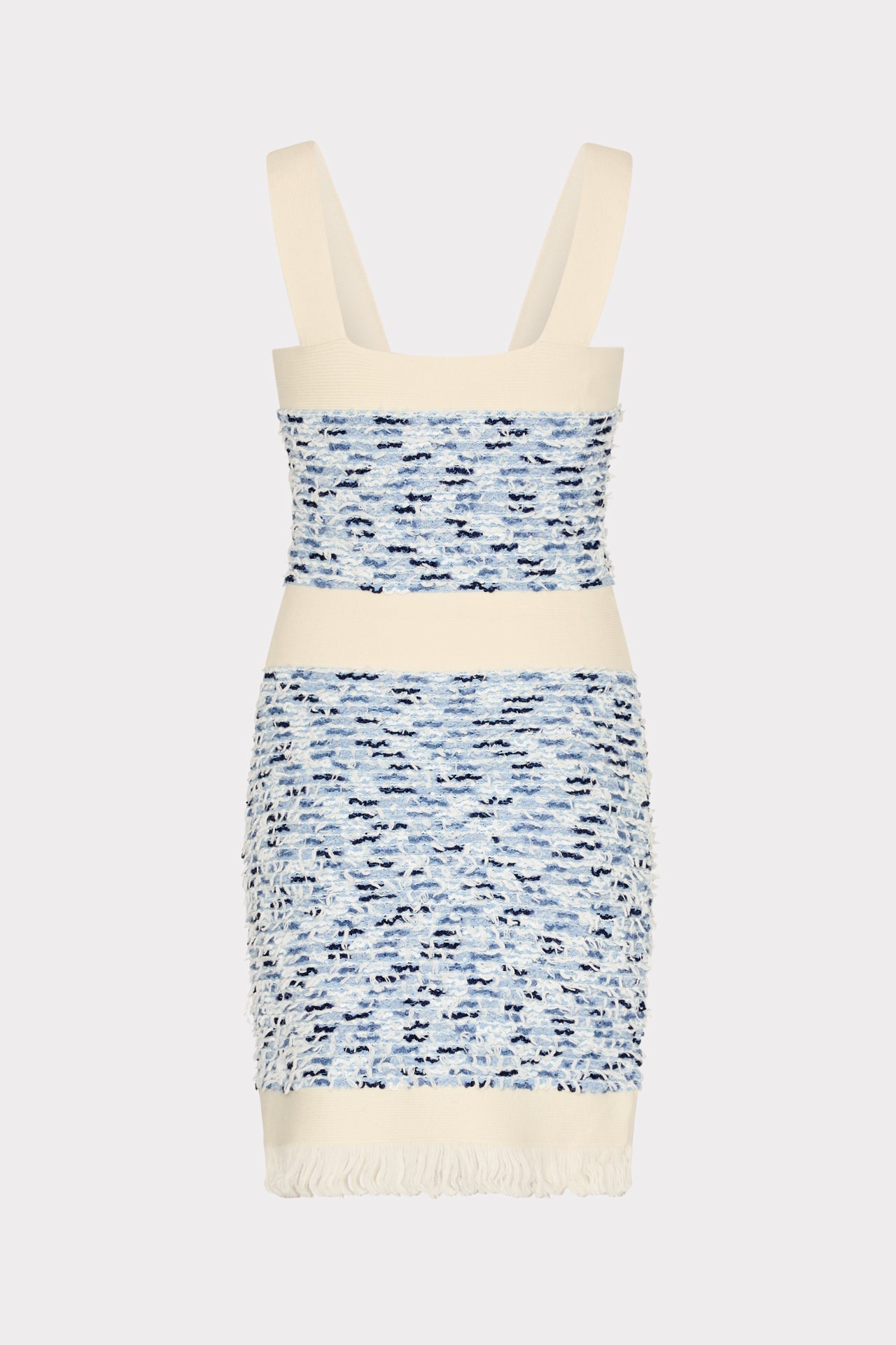 Fringed Textured Knit Mini Dress Blue Multi | Milly Women