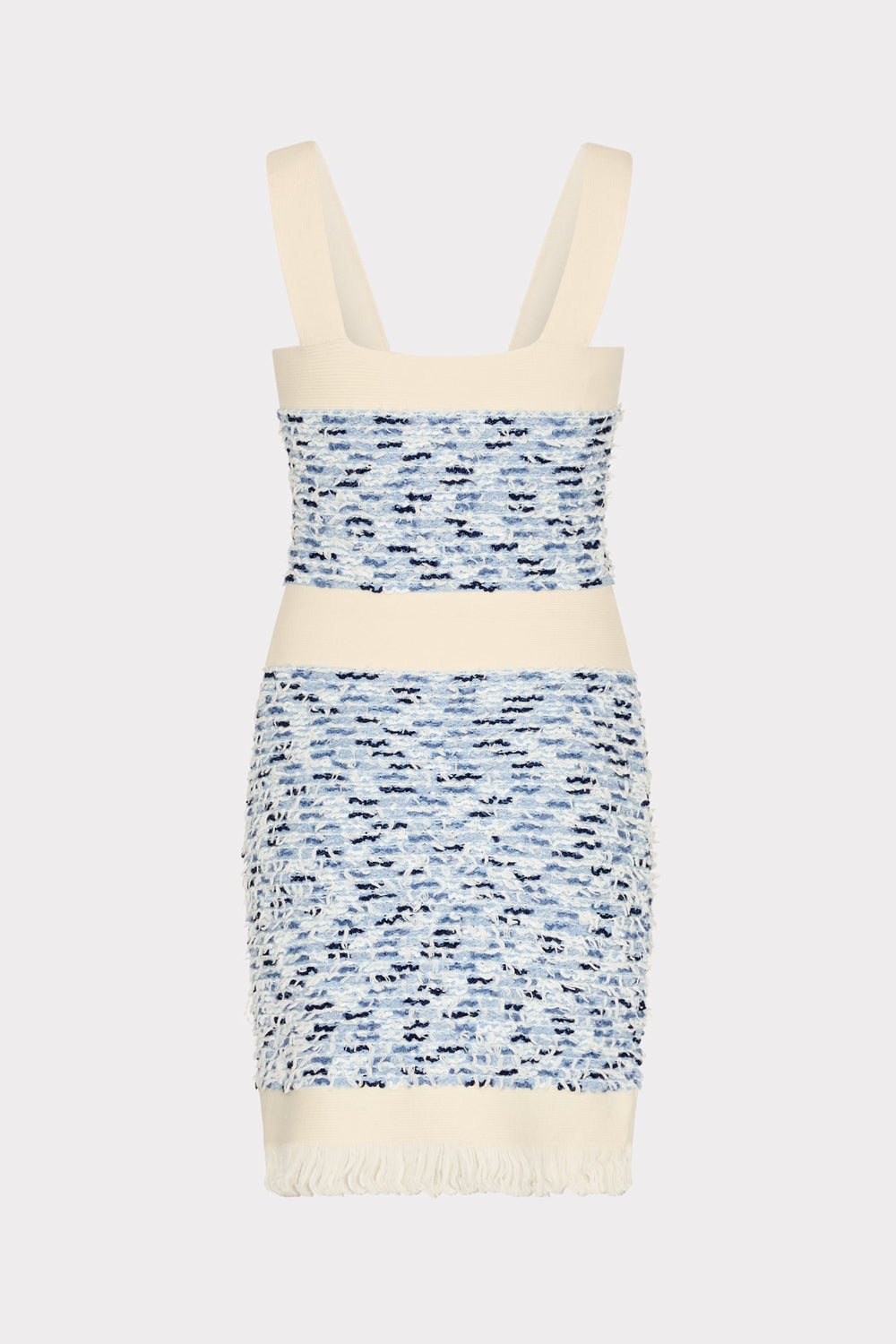Fringed Textured Knit Mini Dress Blue Multi | Milly Women