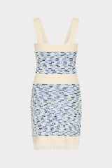 Fringed Textured Knit Mini Dress Blue Multi | Milly Women