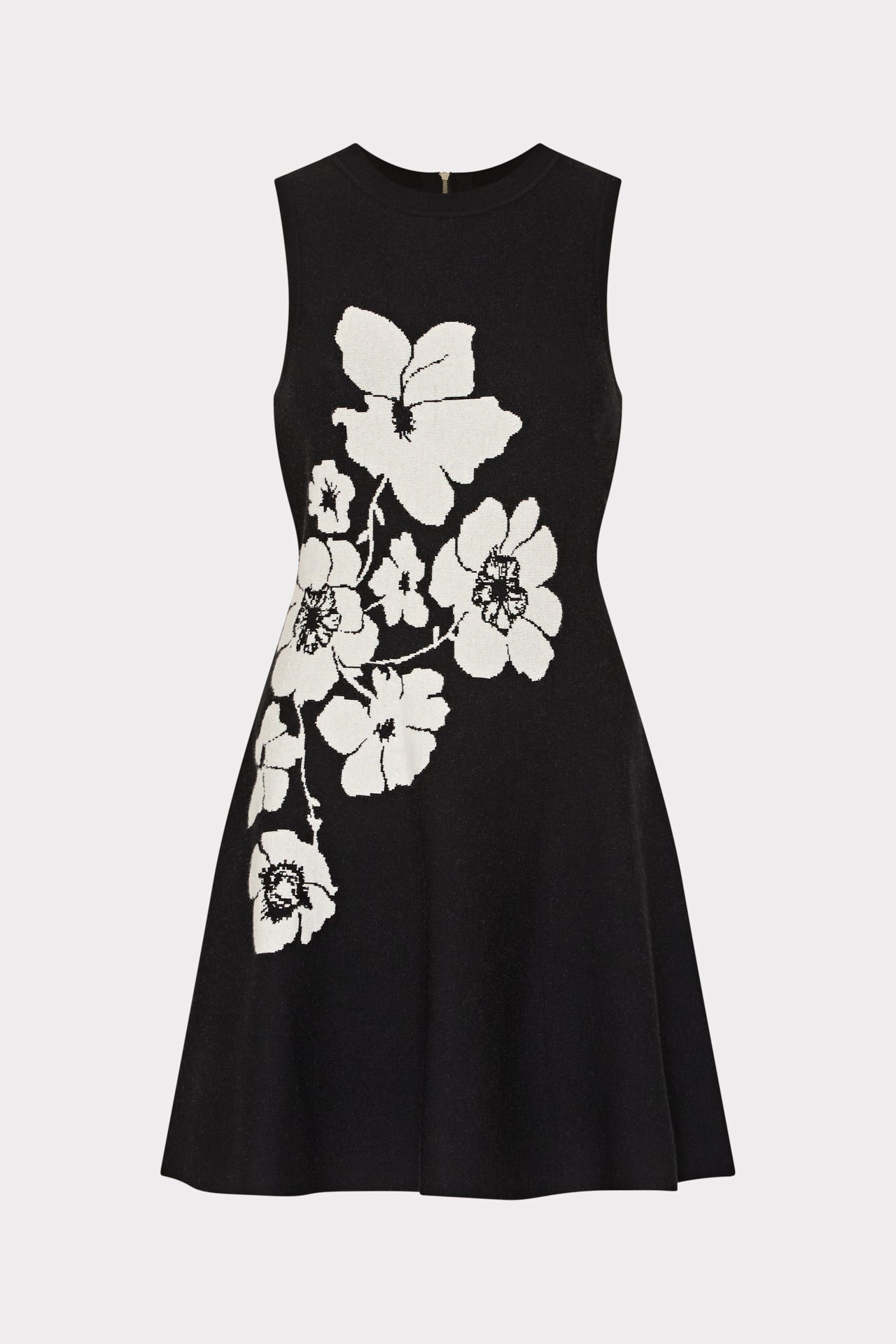 Floral Flare Knit Mini Dress Black/Ecru | Milly Women