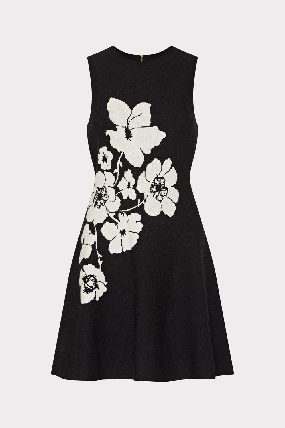 Floral Flare Knit Mini Dress Black/Ecru | Milly Women
