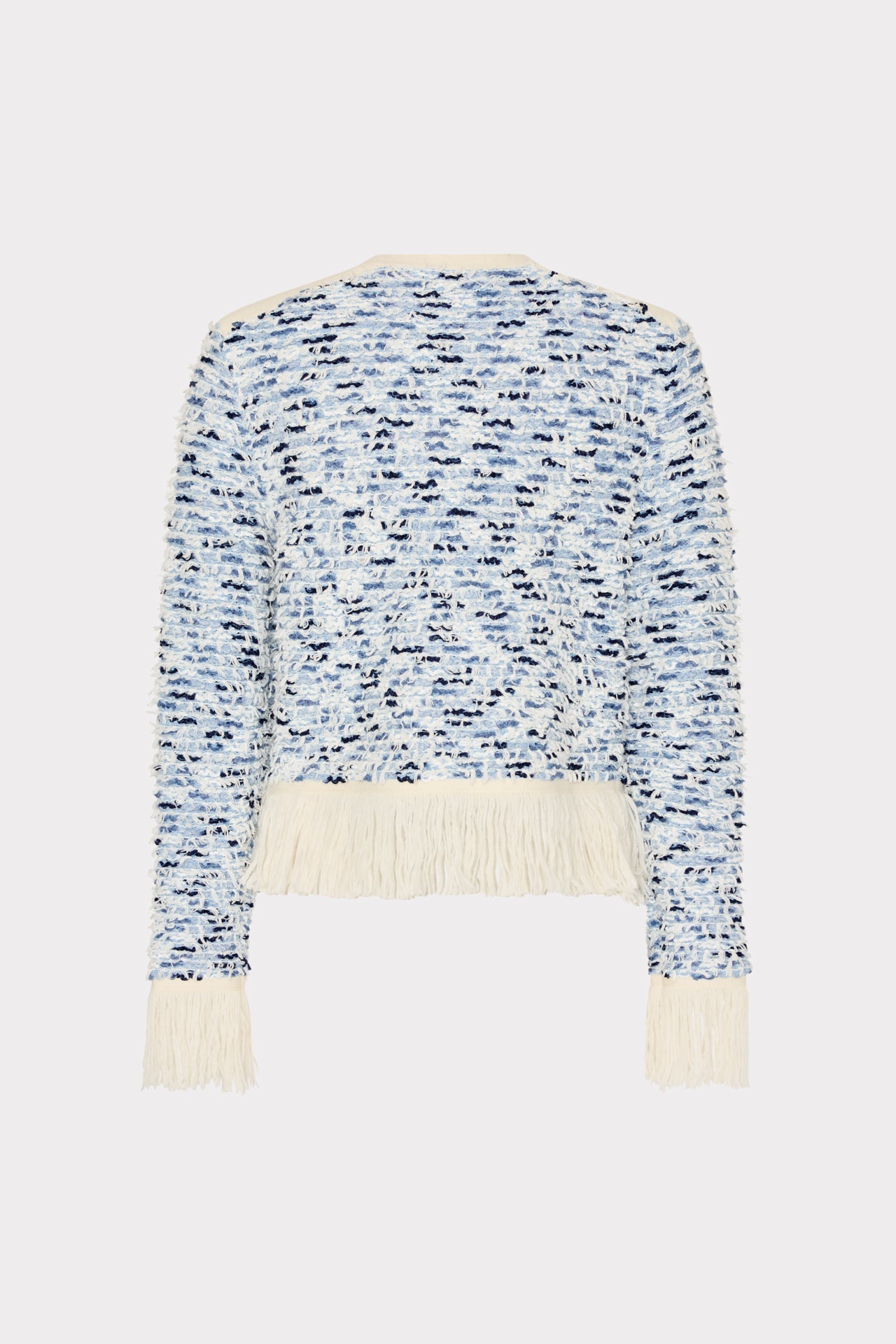 Textured Fringe Trim Cardigan Blue Multi | Milly Women