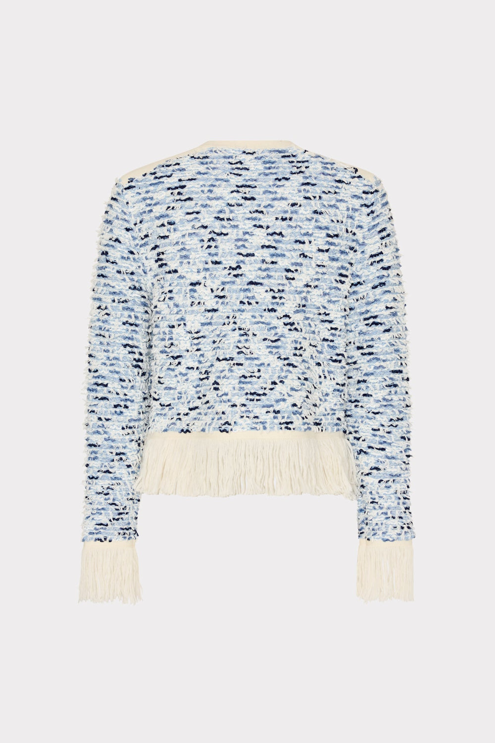 Textured Fringe Trim Cardigan Blue Multi | Milly Women