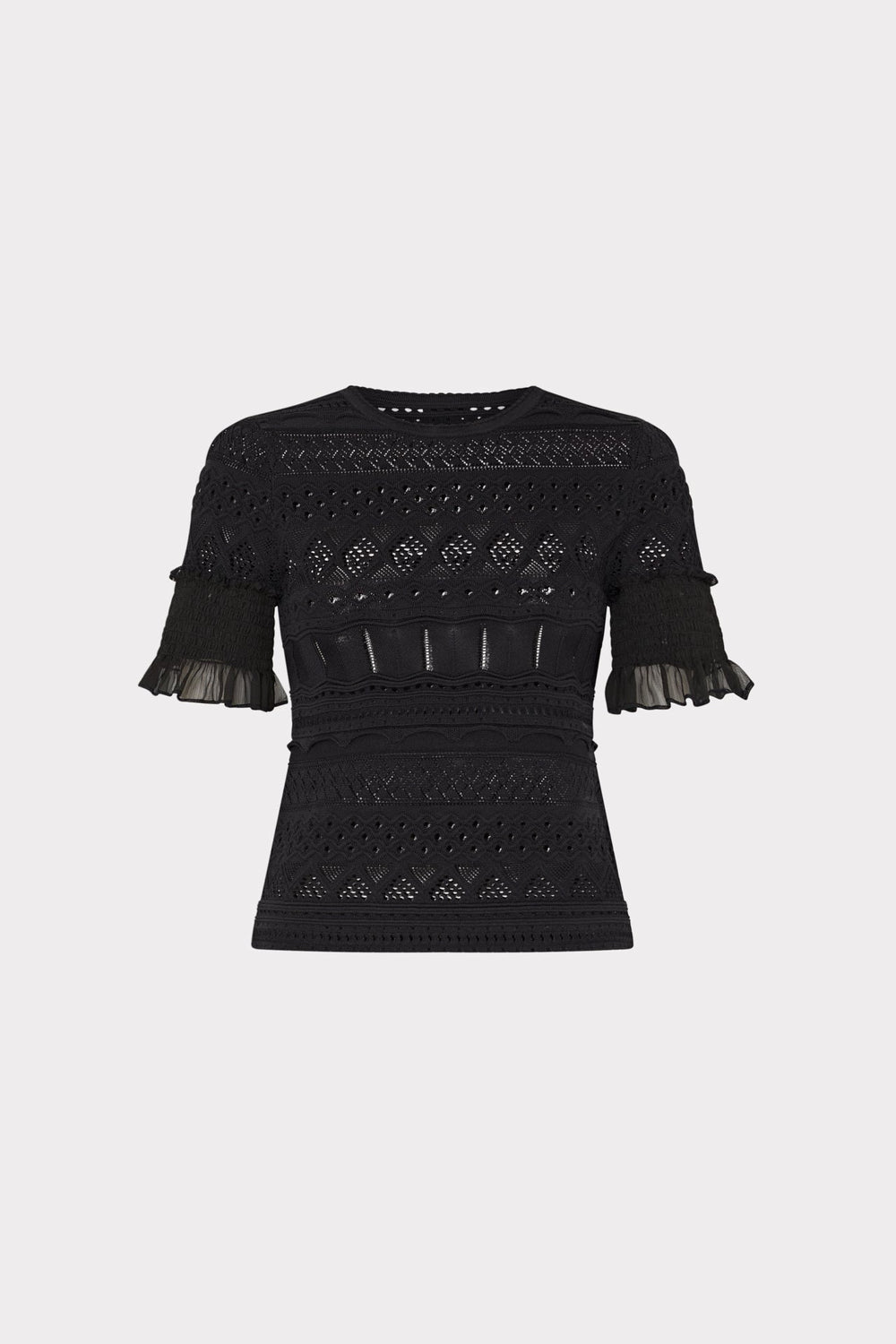 Smocked Finish Pointelle Top Black | Milly Women