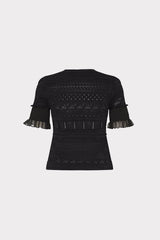 Smocked Finish Pointelle Top Black | Milly Women