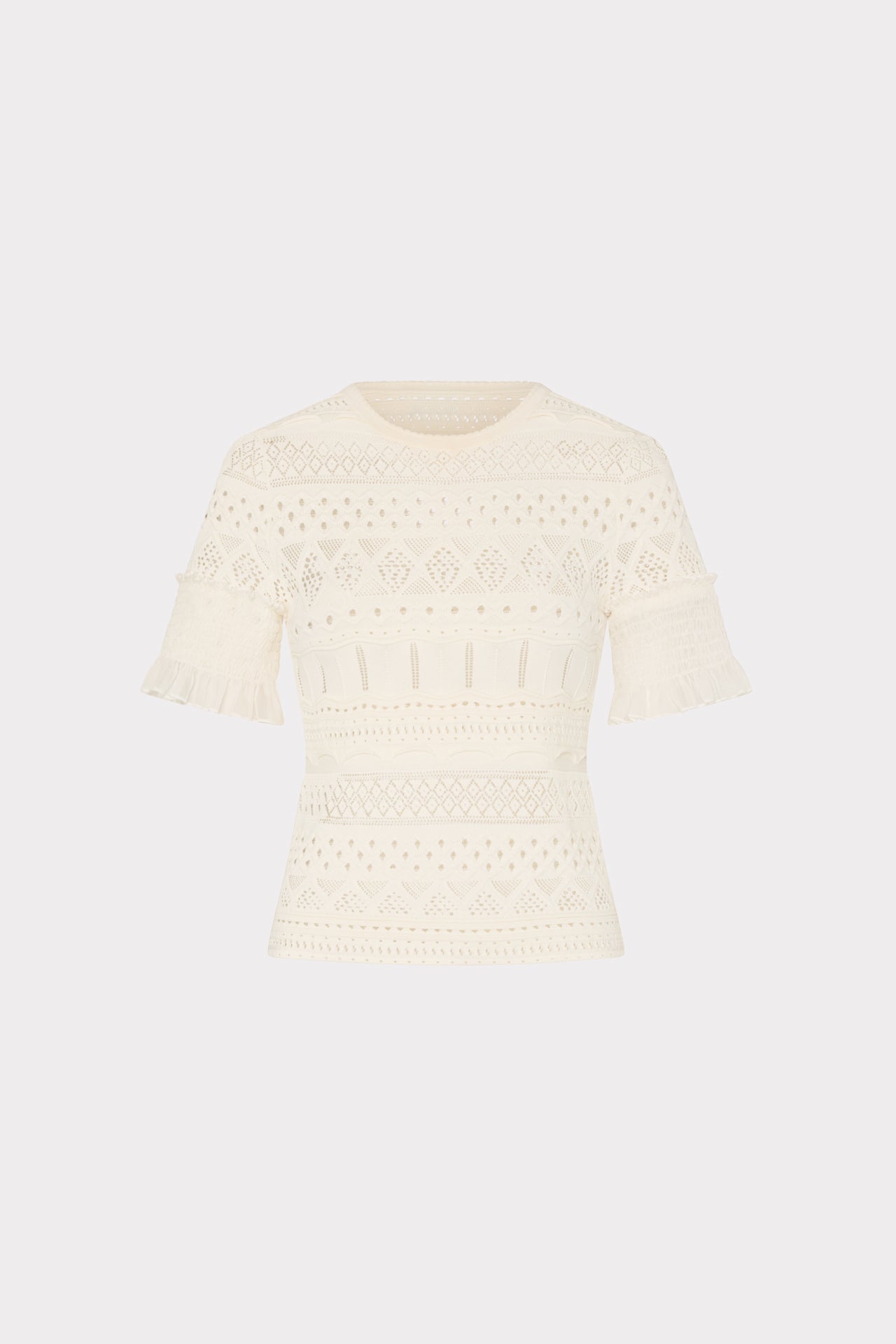 Smocked Finish Pointelle Top Ecru | Milly Women
