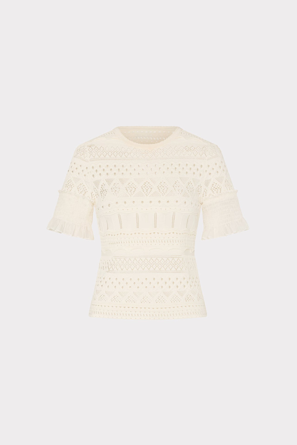 Smocked Finish Pointelle Top Ecru | Milly Women