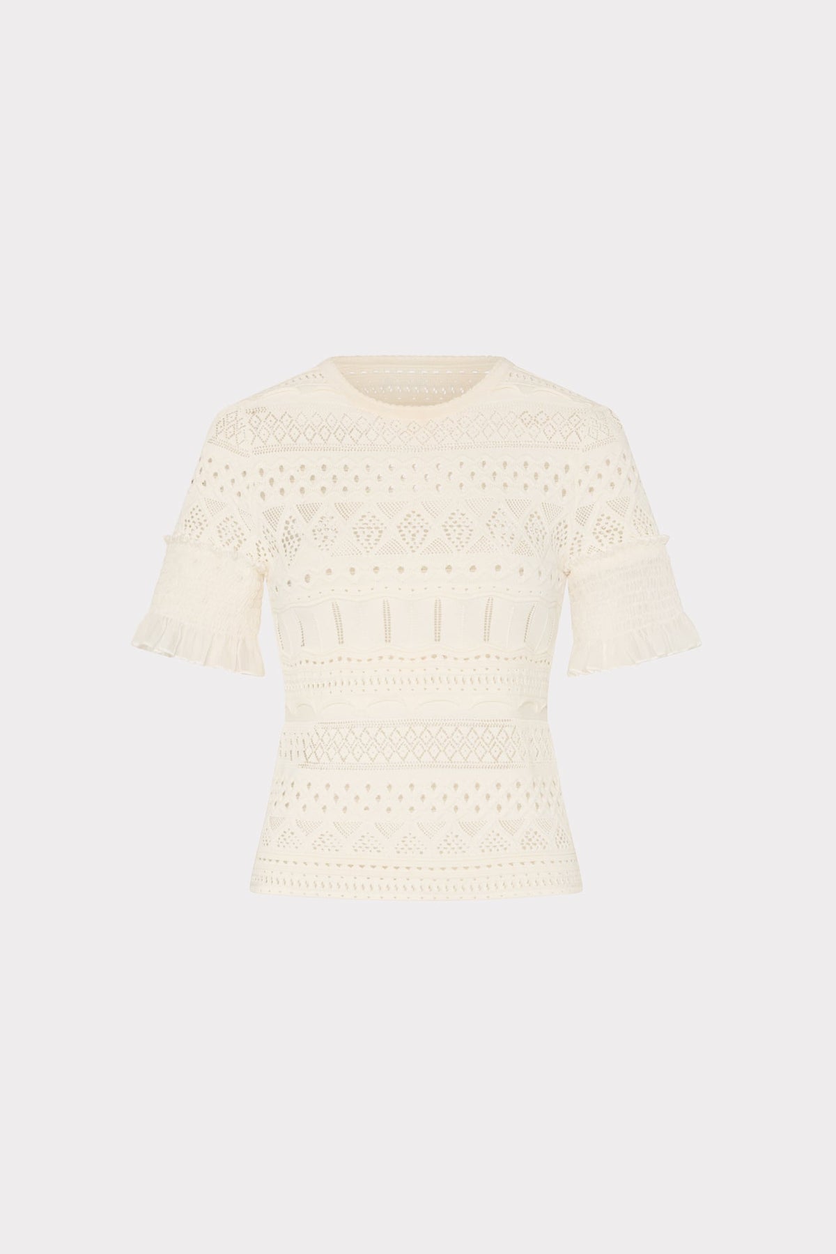 Smocked Finish Pointelle Top Ecru | Milly Women