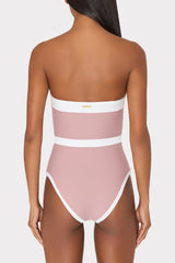 Ravello Strapless Color Block One Piece Beige/White | Milly Women