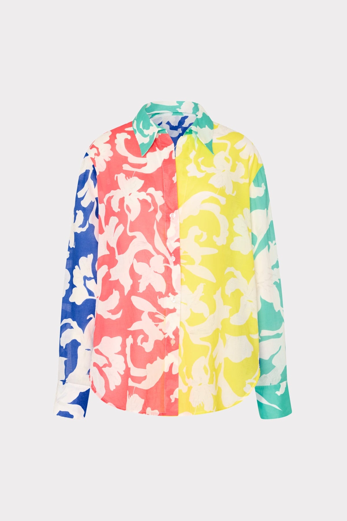 Lily Silhouette Cotton Voile Button Down Multi | Milly Women