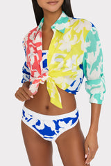 Lily Silhouette Cotton Voile Button Down Multi | Milly Women