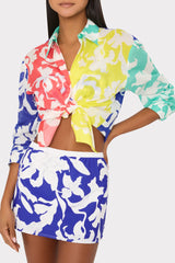 Lily Silhouette Swim Skirt Blue/Ecru | Milly Women